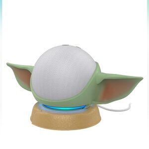 Amazon’s Alexa echo dot with baby yoda stand